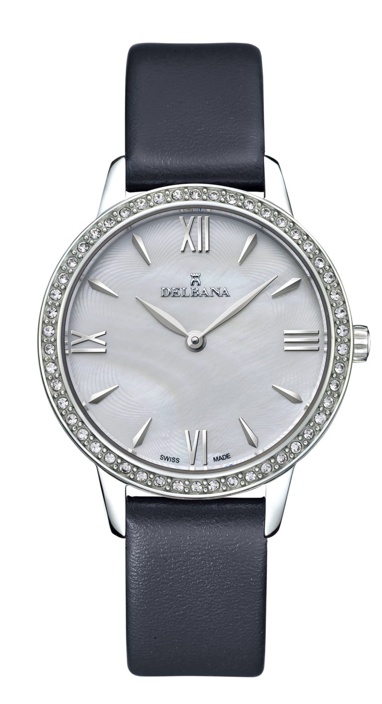 Delbana Antibes Ladies dress watch in stainless steel with white mother-of-pearl dial