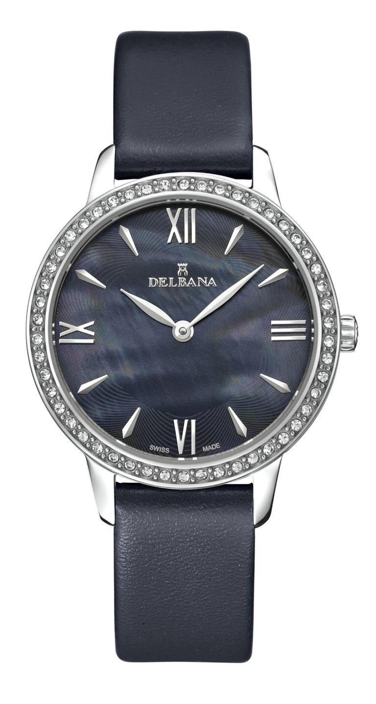 Delbana Antibes Ladies dress watch in stainless steel with black mother-of-pearl dial