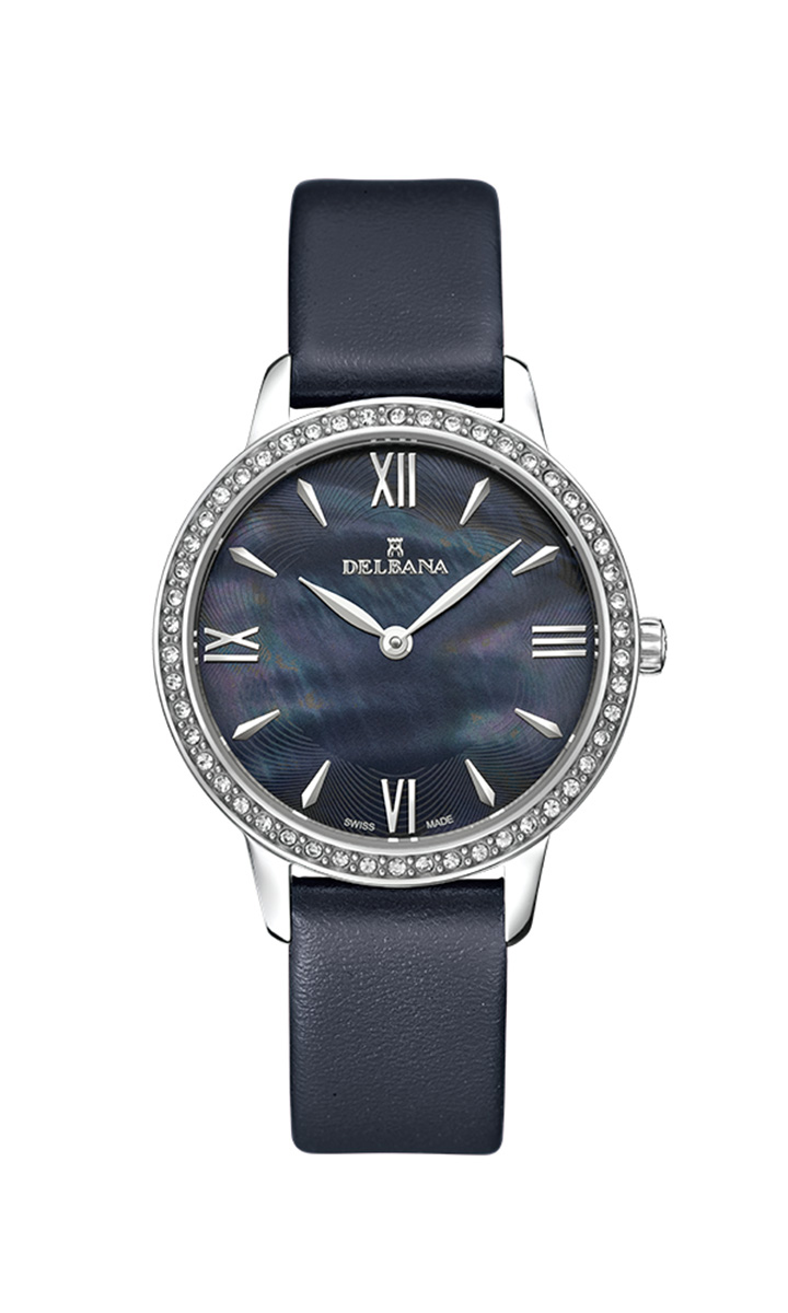 Delbana Antibes Ladies dress watch in stainless steel with black mother-of-pearl dial