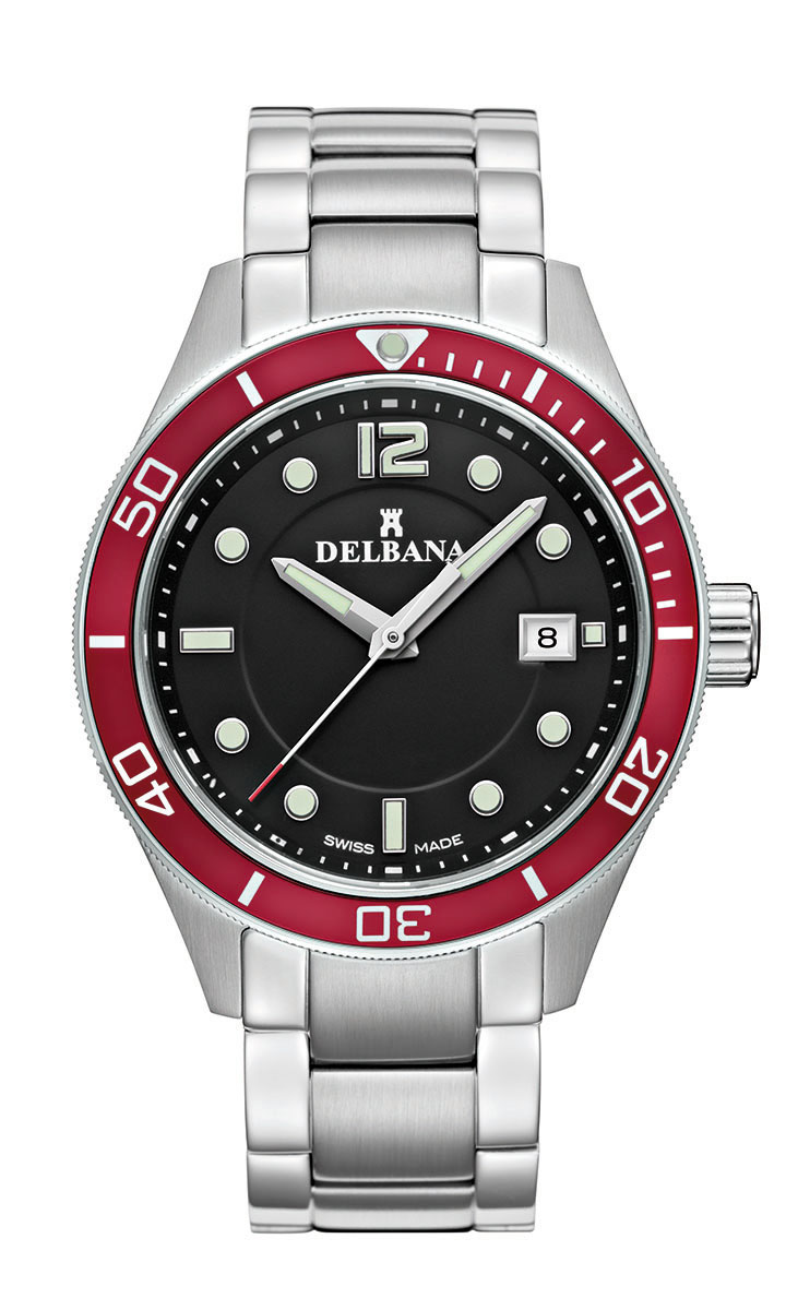 Delbana Mariner. Men's sports watch with date. Unidirectional diver bezel.