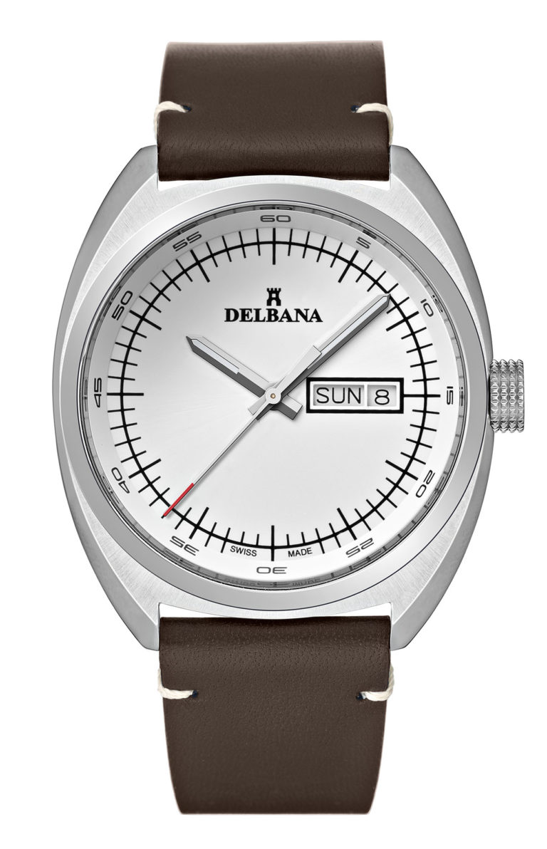 Delbana Locarno with white dial in stainless steel