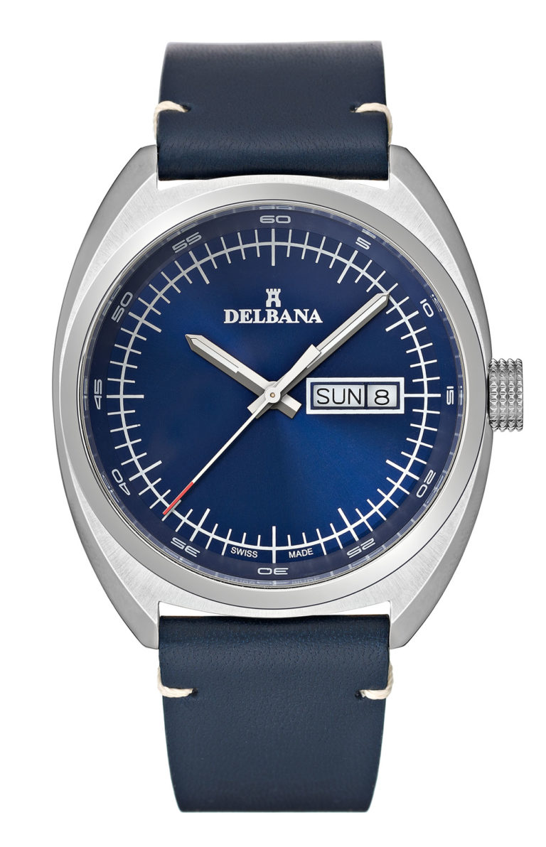 Delbana Locarno with blue dial in stainless steel