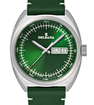 Delbana Locarno with green dial in stainless steel