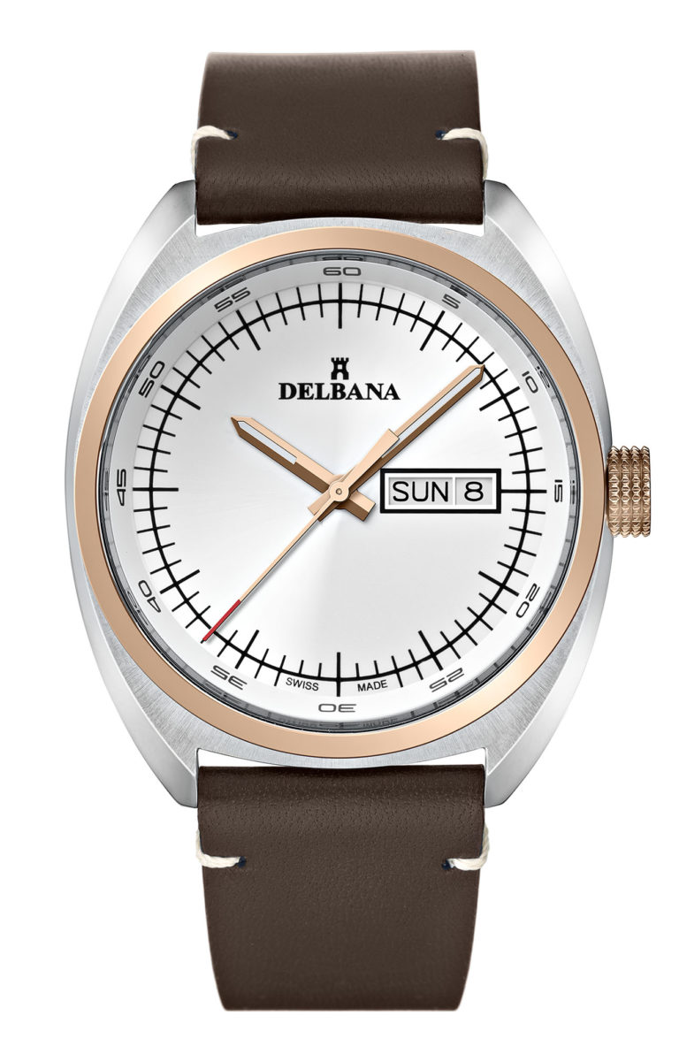 Delbana Locarno with white dial in two-tone rose gold stainless steel