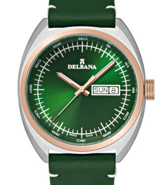 Delbana Locarno with green dial in two-tone rose gold stainless steel