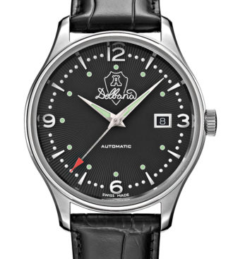 Delbana Della Balda with black dial and applied indexes and numerals